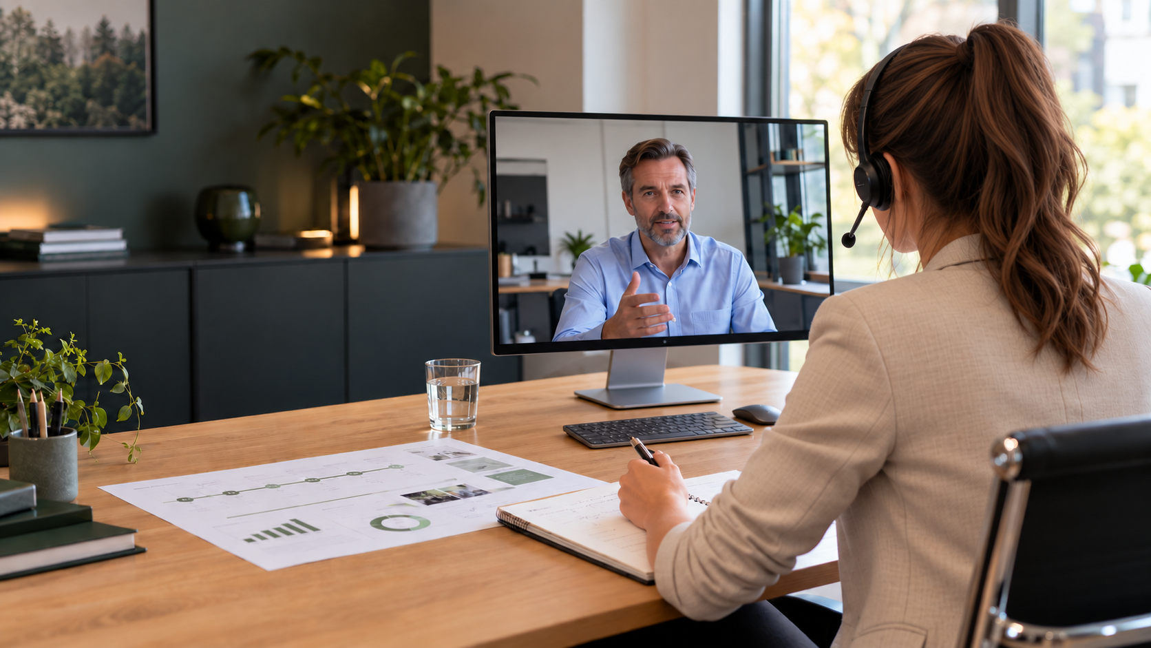 Beraterin im Video-Strategiemeeting zum BGM